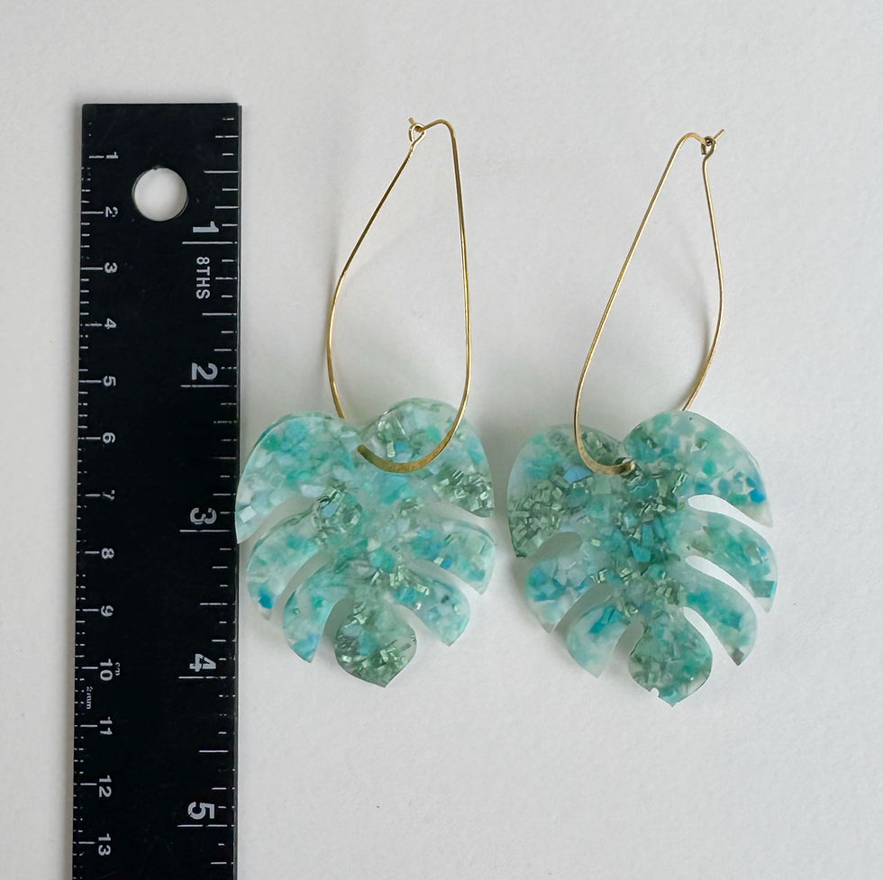 Thumbnail: Daphne - Discarded Plastic and E-Waste Monstera Earrings
