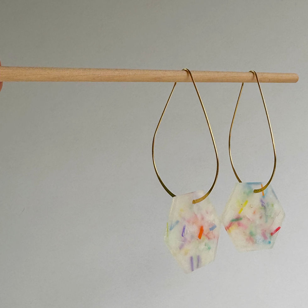 Thumbnail: Natalie - Soft White and Multicolor Drop Earrings on Gold