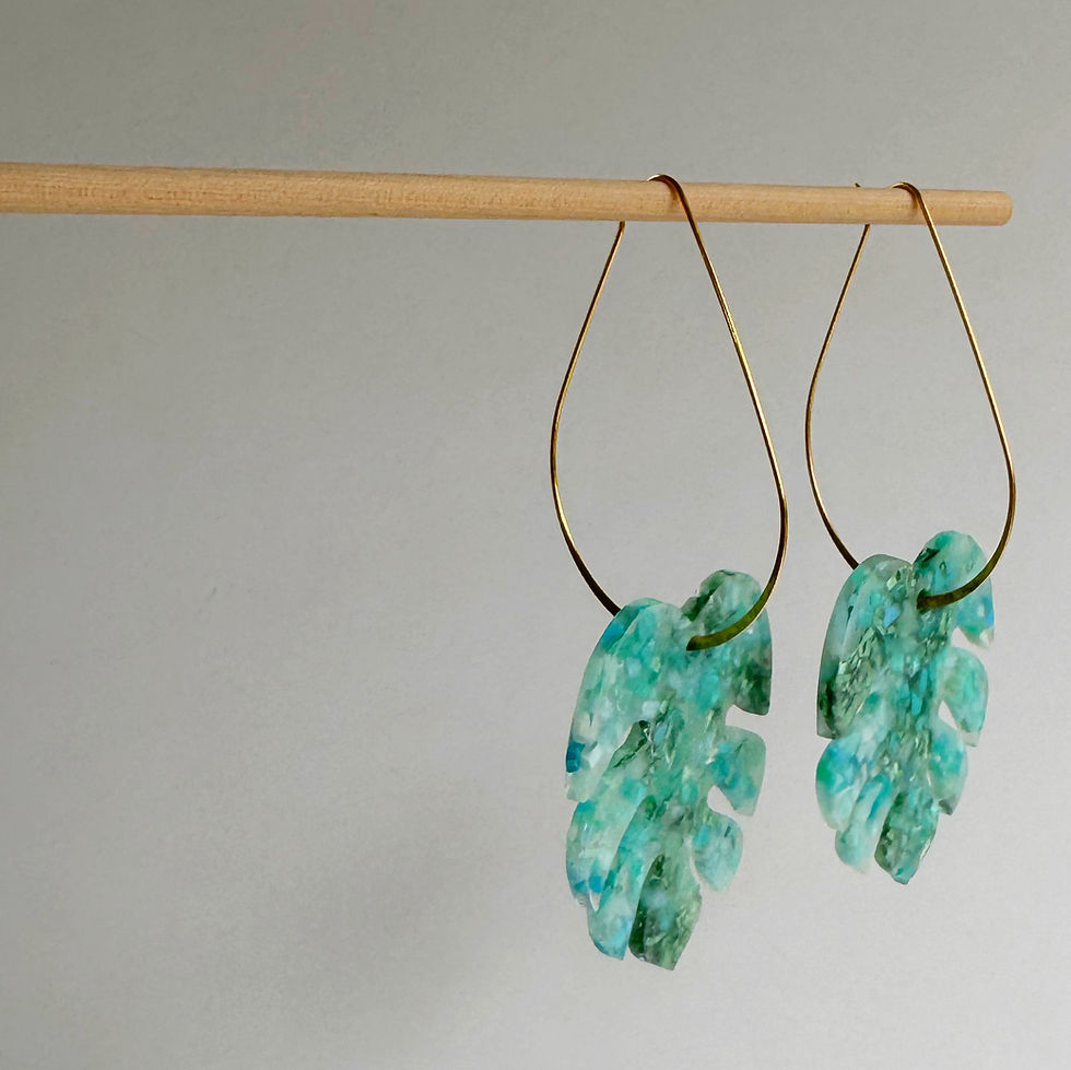 Thumbnail: Daphne - Discarded Plastic and E-Waste Monstera Earrings