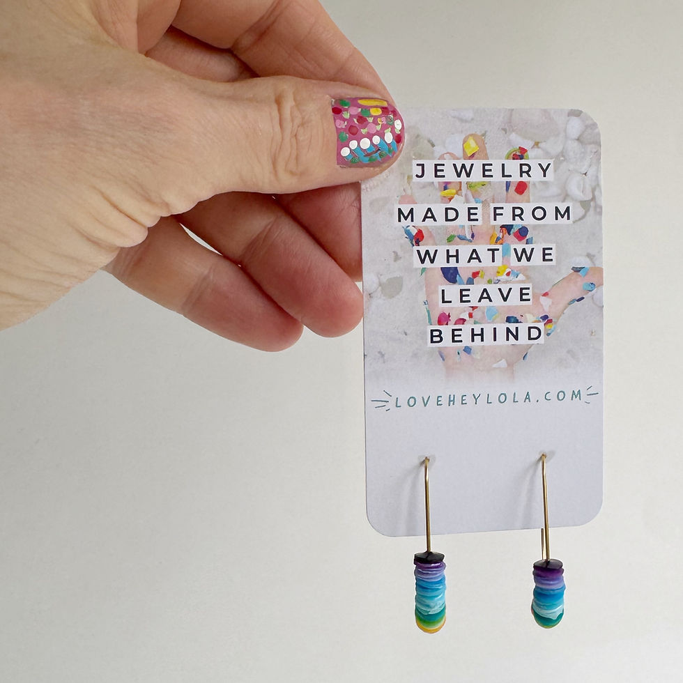 Thumbnail: Frannie - Beaded Recycled Trash Plastic Gold Oval Hoops