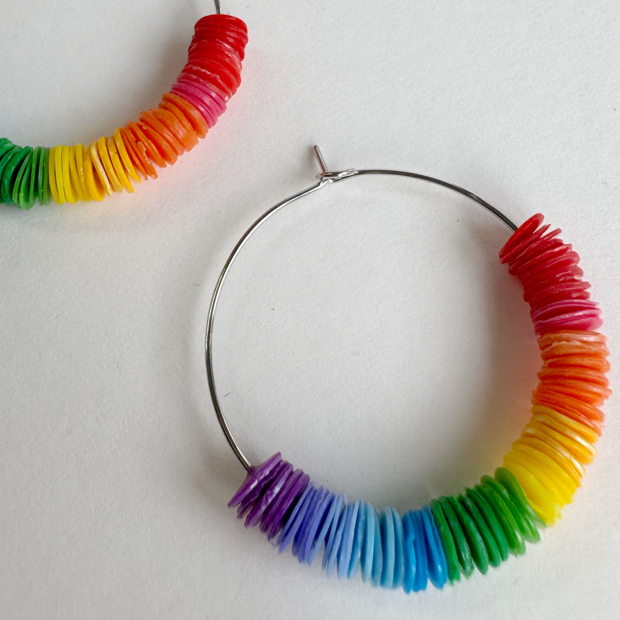 Winifred - Primary Rainbow and Silver Hoop Earrings