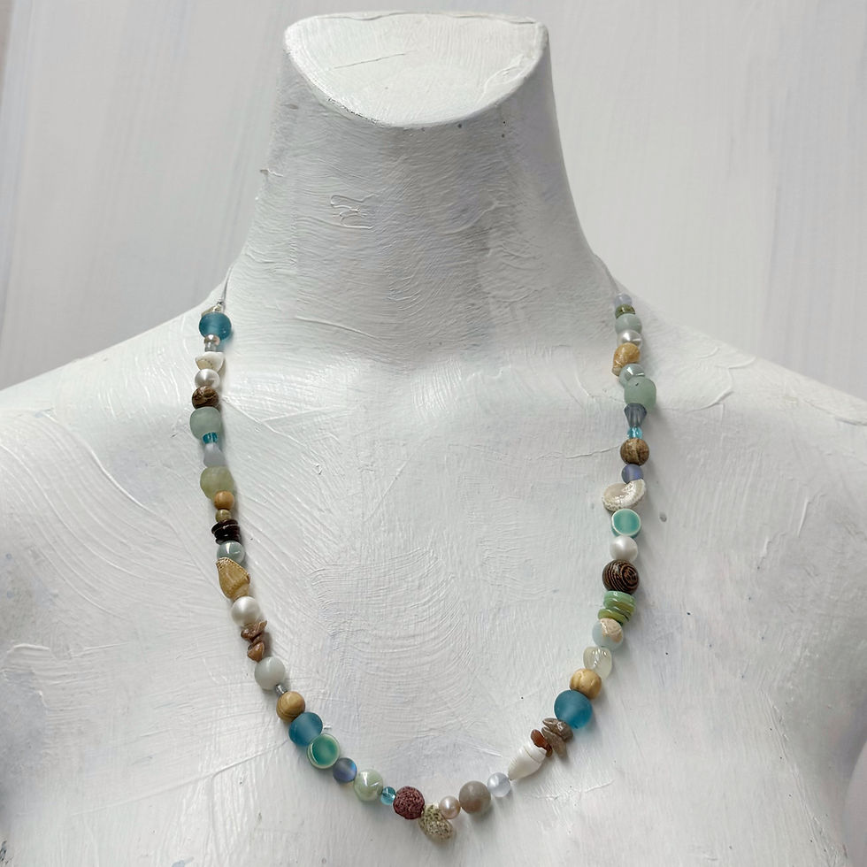 Thumbnail: Adjustable Recycled Beach Necklace Choker (N24)