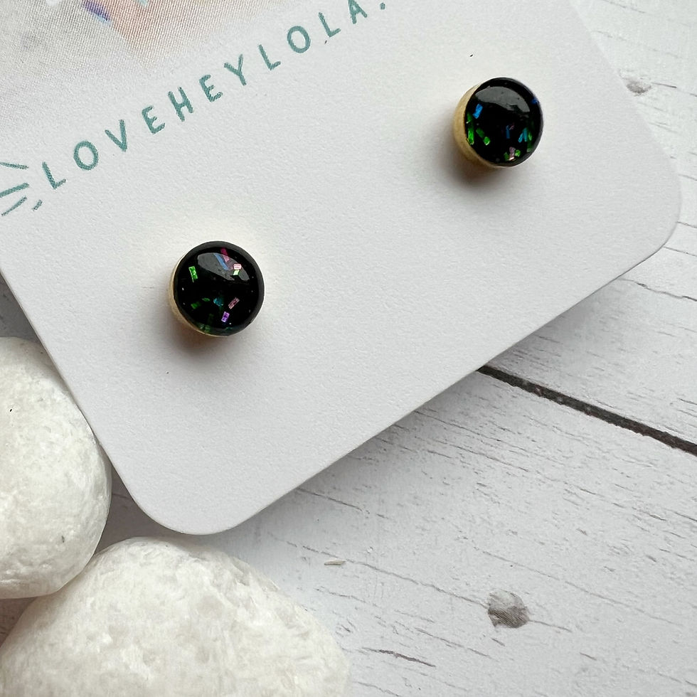 Thumbnail: Midnights Sparkled Moody Mix 6 MM Circle Trash Stud Post Earrings in Gold