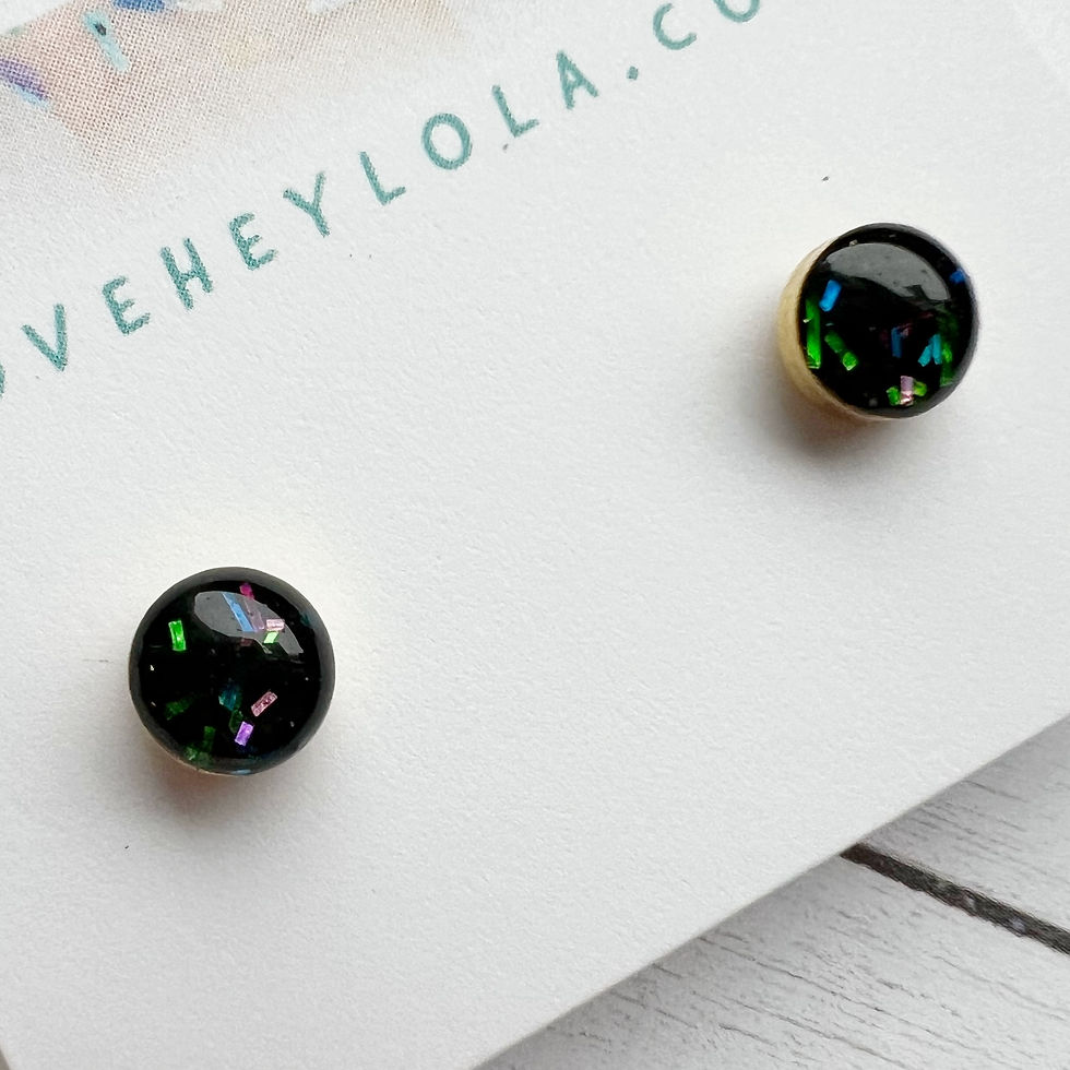 Thumbnail: Midnights Sparkled Moody Mix 6 MM Circle Trash Stud Post Earrings in Gold (E382)