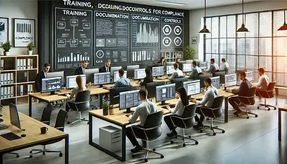 eine moderne Büroumgebung zeigt, in der ein Team Compliance-Software zur effizienten Verwaltung und Überwachung von Vereins-Compliance-Maßnahmen nutzt