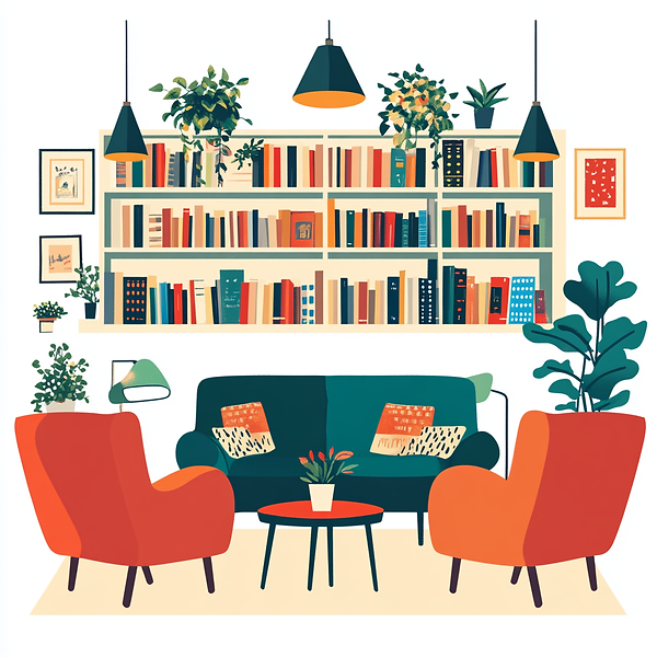 Bibliothek im Verein, Leseraum für Mitglieder, Fachliteratur und Belletristik