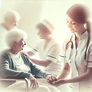 Altenpflegerin betreut Senioren im Pflegeheim