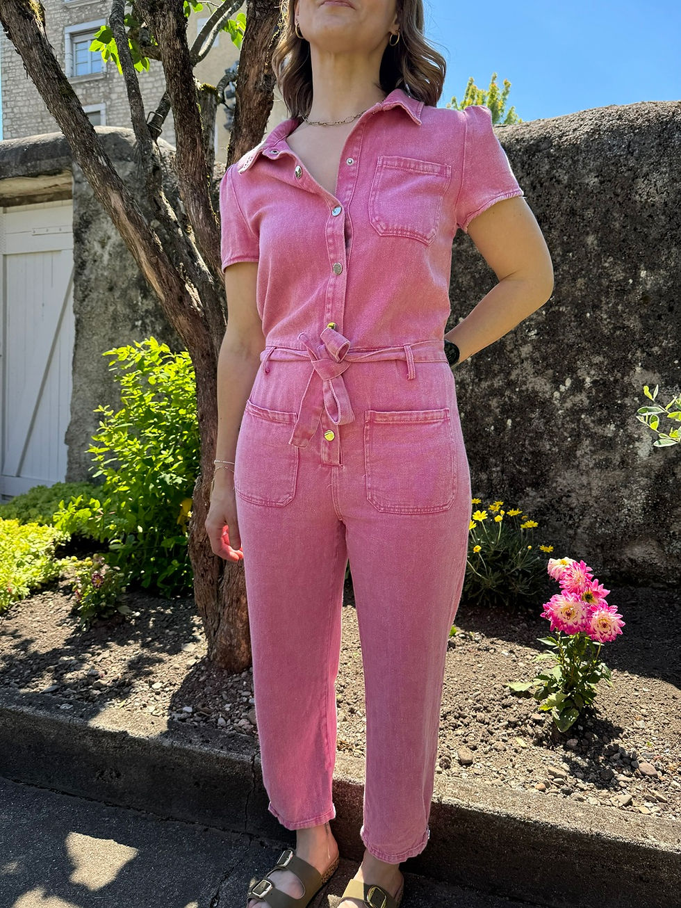 Combinaison pantalon originale femme rose, Natalia