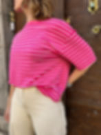 T-shirt original femme rayé rose fushia et rose clair, Ella