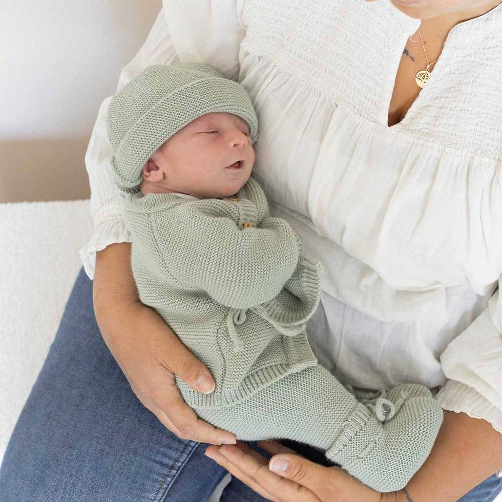 Trousseau naissance 3 pièces vert olive enfant trois kilos sept