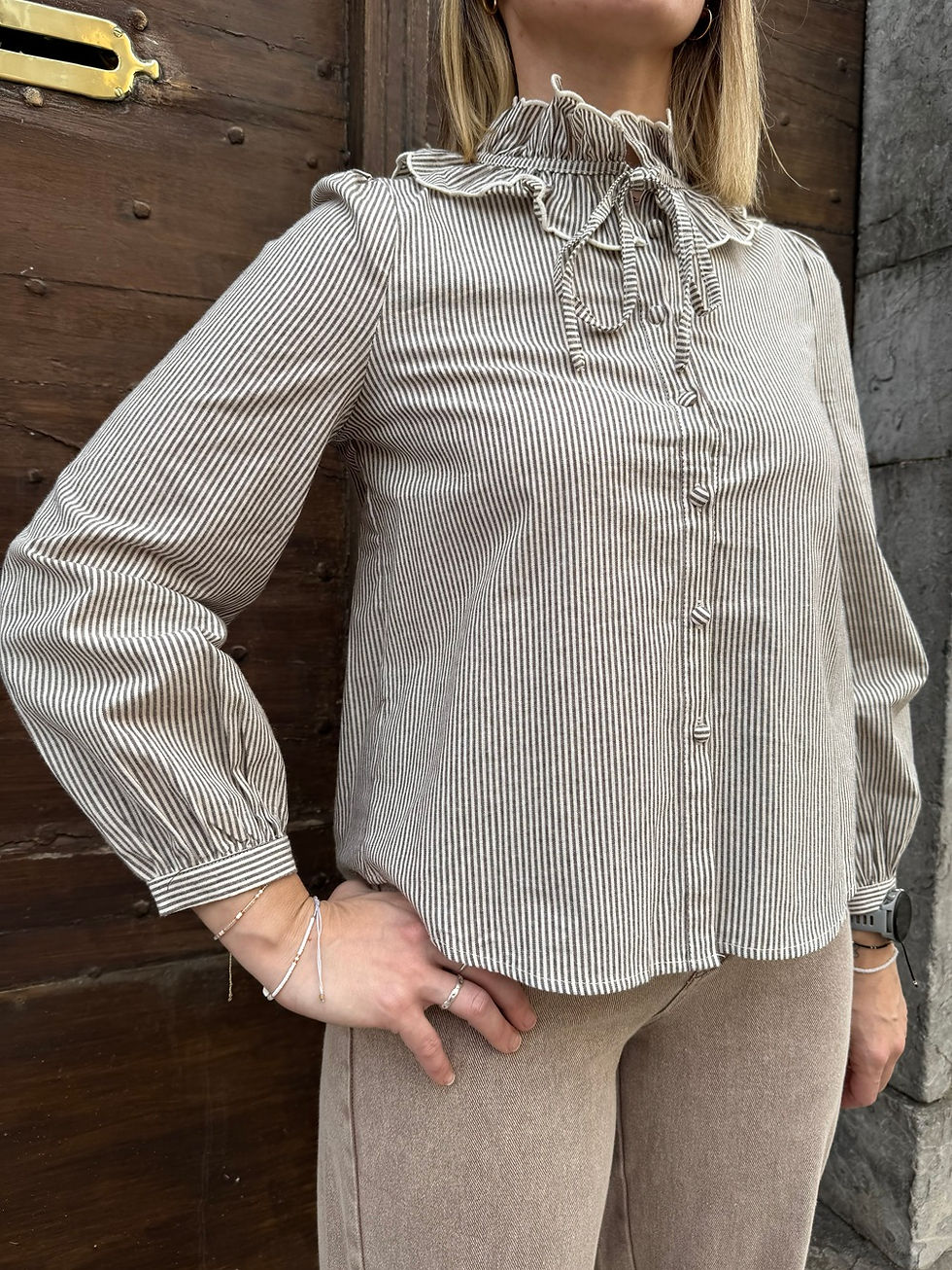 Chemise originale rayée marron, Adèle