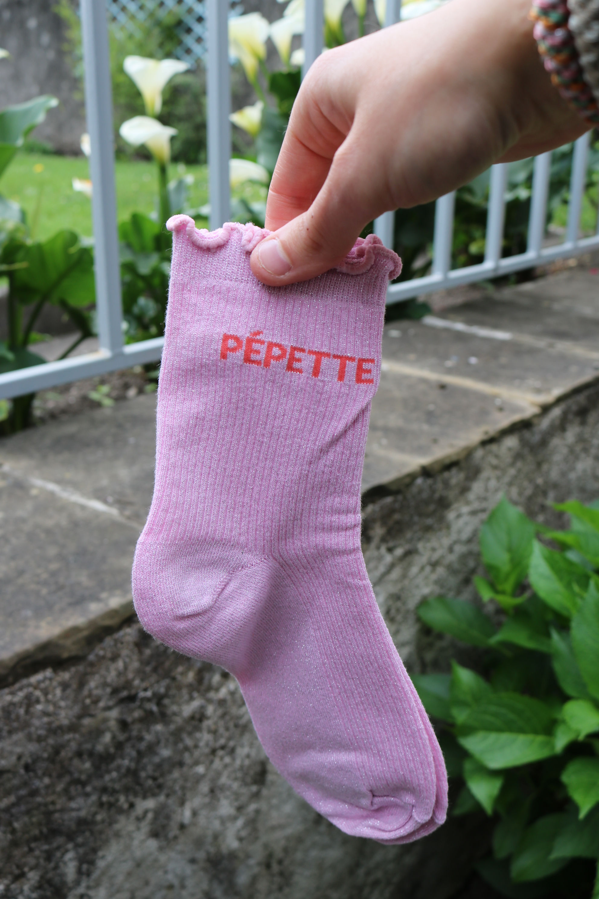 Chaussettes à paillettes originales femme rose clair, Pepette