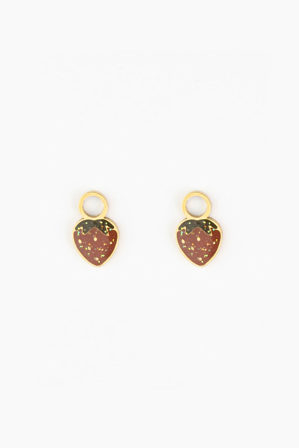 Miniature : Charms en acier inoxydable dorées fraises paillettes pour créoles enfant mrs ertha