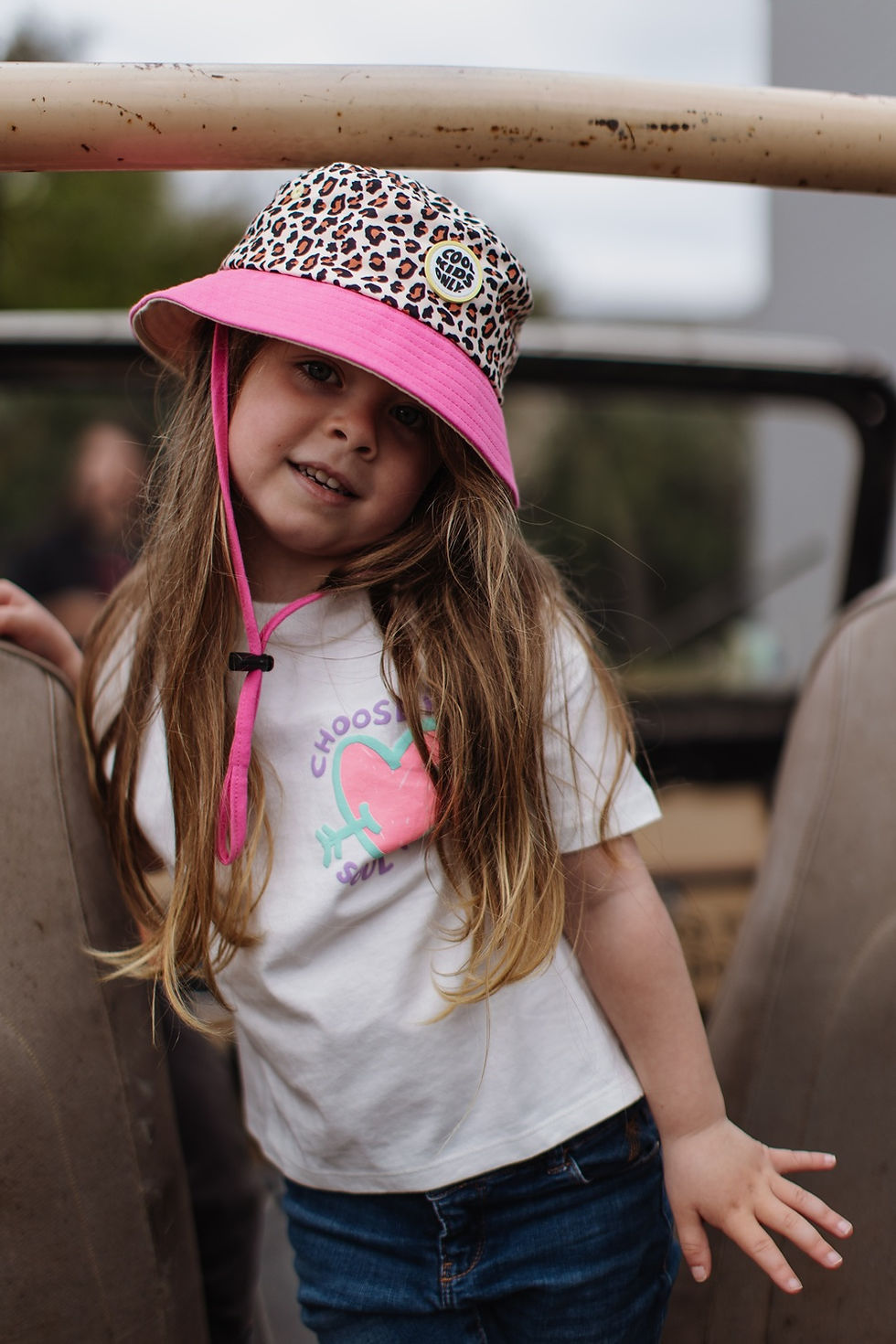 Miniature : Chapeau bob original enfant léopard et rose bébé Hello Hossy