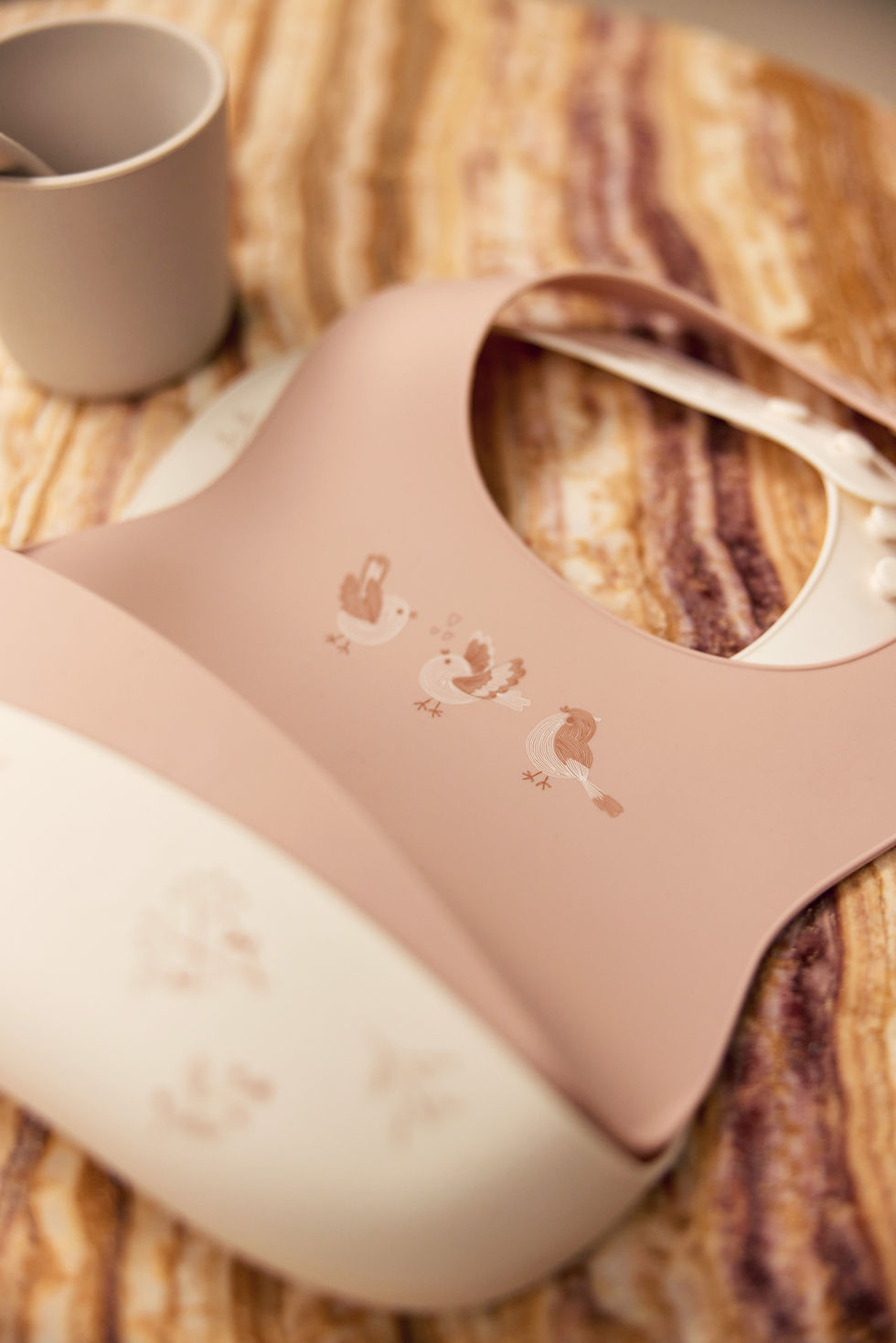 Lot de 2 bavoirs originaux en silicone Lovely birds enfant jollein