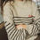 Miniature : Pull original femme taupe rayé, brodé Love jubylee