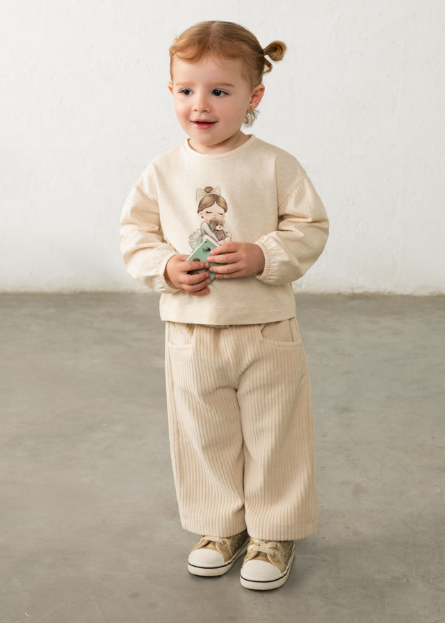 Pantalon en velours côtelé écru enfant mayoral