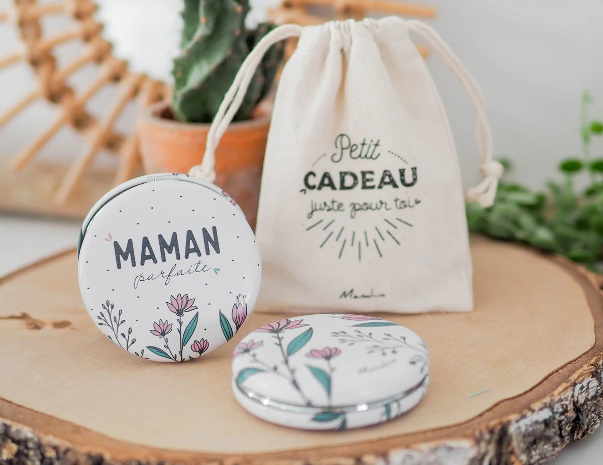 Miroir de poche personnalisé original maman parfaite manahia