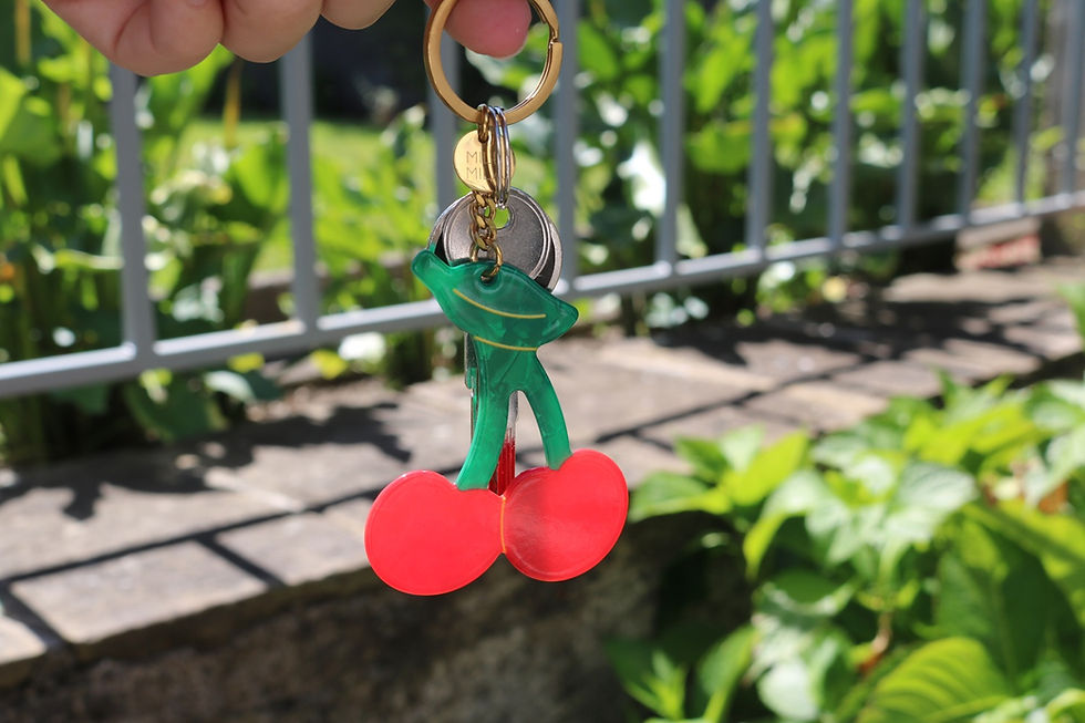 Porte-clés original en acétate, cerises rouges mile mila