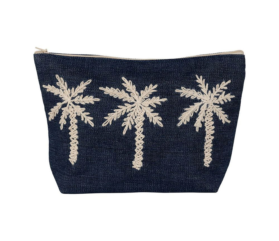 Miniature : Pochette bleu jean originale femme brodée palmier, Medi sema design