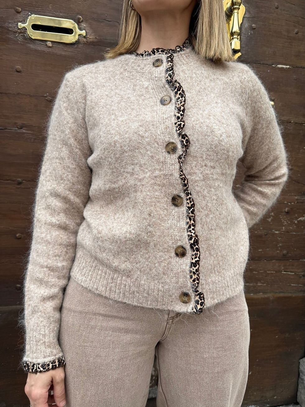 Gilet original taupe et léopard, Gwen