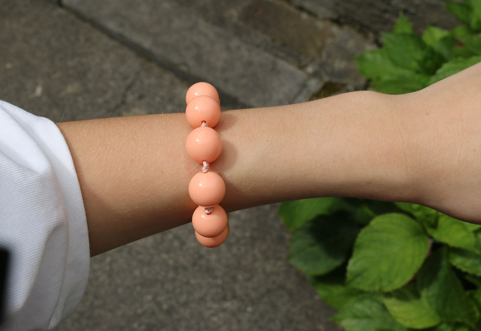 Bracelet original femme à perles en résine pêche doré mile mila