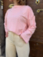 T-shirt original femme manches longues rayé rose et blanc, Manon