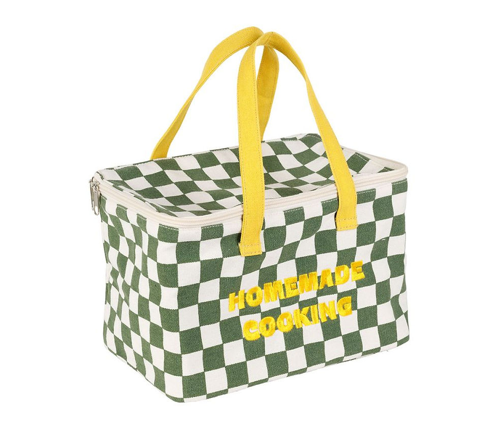 Lunch bag isotherme original carreaux kaki, Kitchfun sema design