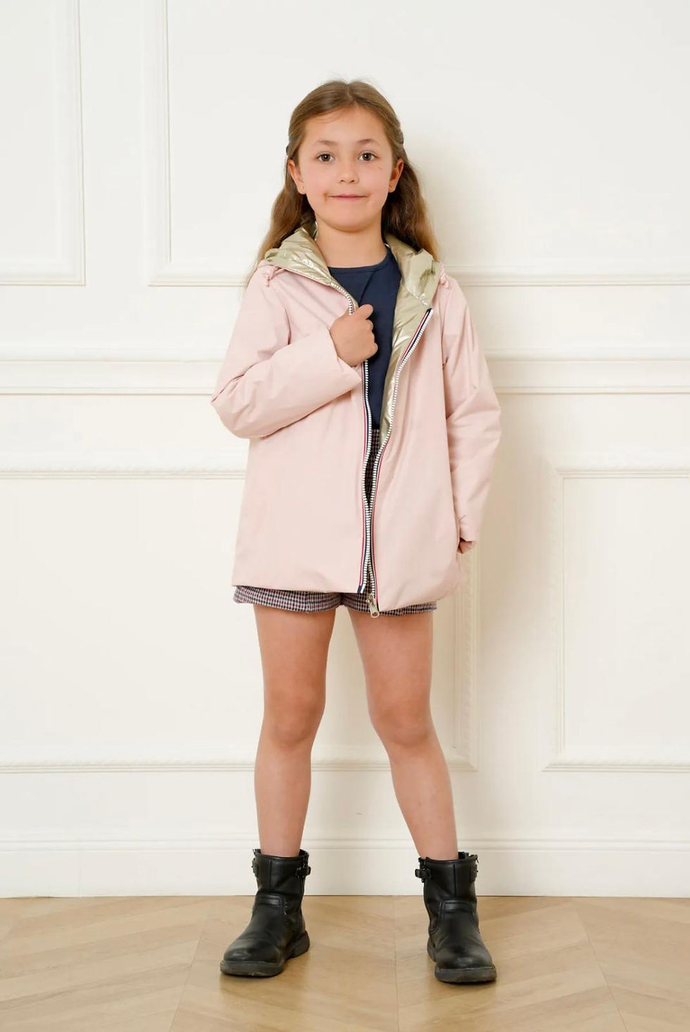 Imperméable court rembourré original réversible rose doré enfant laura jo