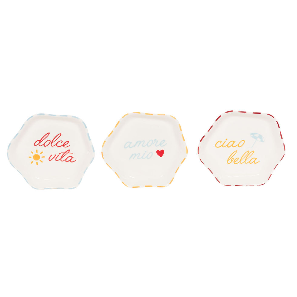 Assiette coupelle colorée originale Italienne, 3 motifs amadeus