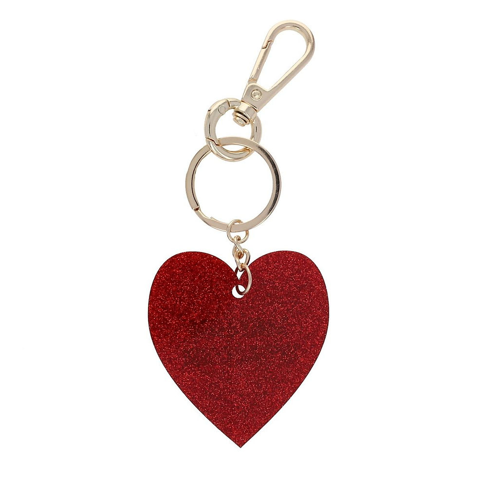Porte-clés original résine cœur rouge à paillettes, Maman d'amour le petit souk