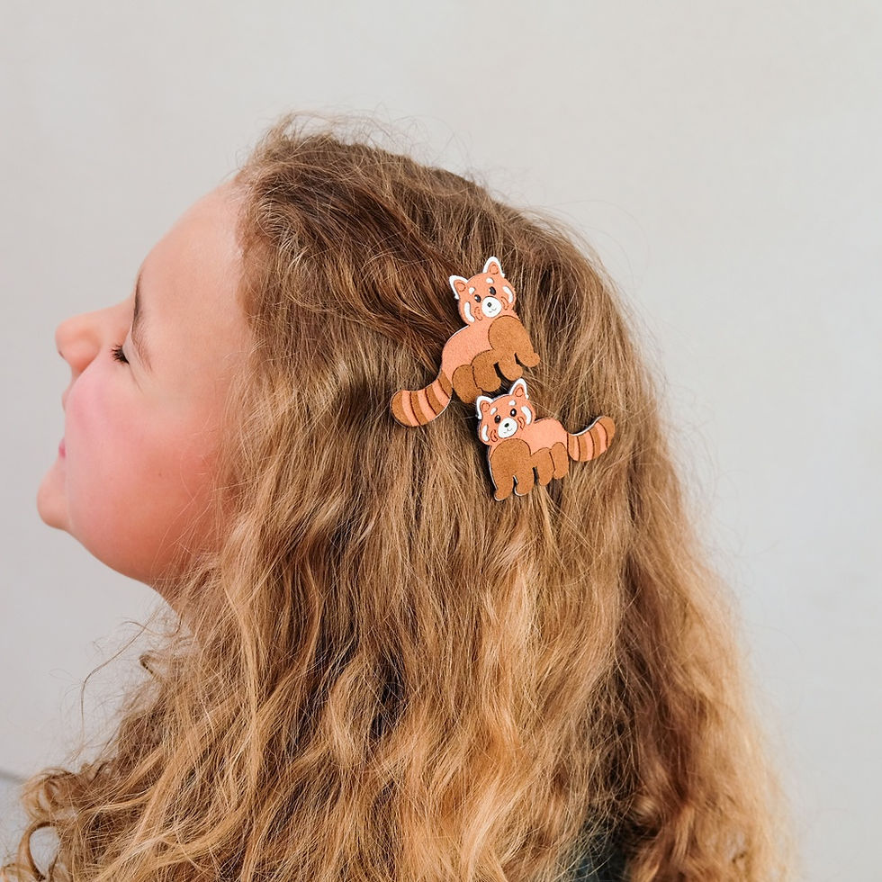 Set de 2 barrettes originales panda roux enfant mimi & lula