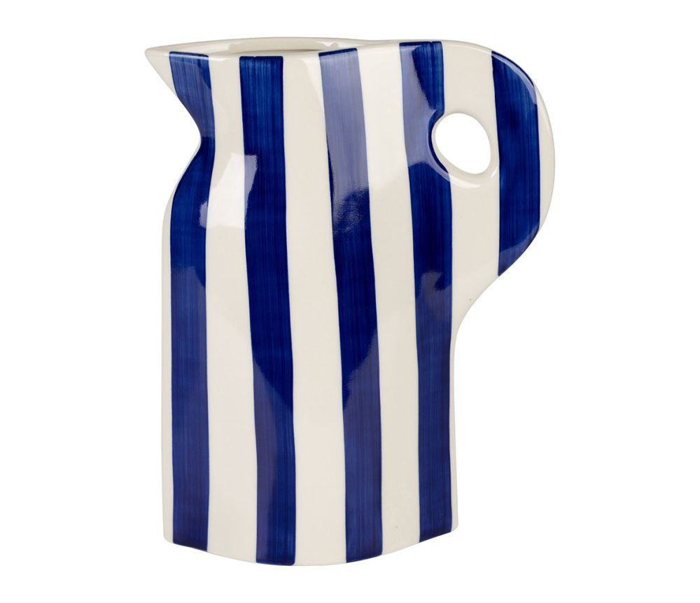 Vase pichet original rayé bleu indigo, Artist sema design
