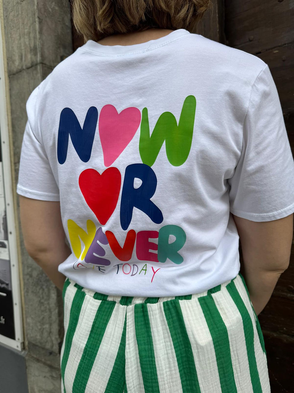 T-shirt original femme manches courtes blanc, Now or Never vivichy