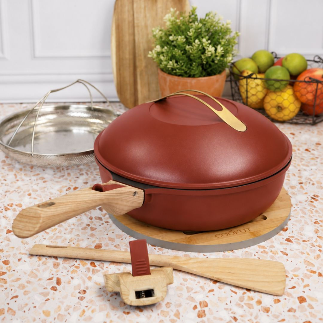 La fabuleuse poêle 28 cm (1 à 8 personnes) rouge passion Cookut