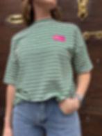 T-shirt original femme manches courtes rayé vert blanc, Romy vivichy