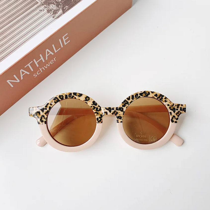 Lunettes de soleil originales bébé bicolore nude beige et léopard enfant