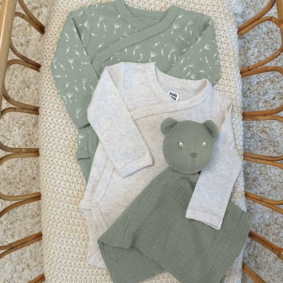 Lot 2 bodies naissance en coton épis de blé vert enfant trois kilos sept