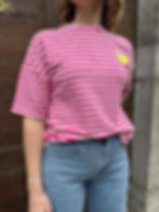 T-shirt original femme manches courtes rayé rose blanc, Romy vivichy