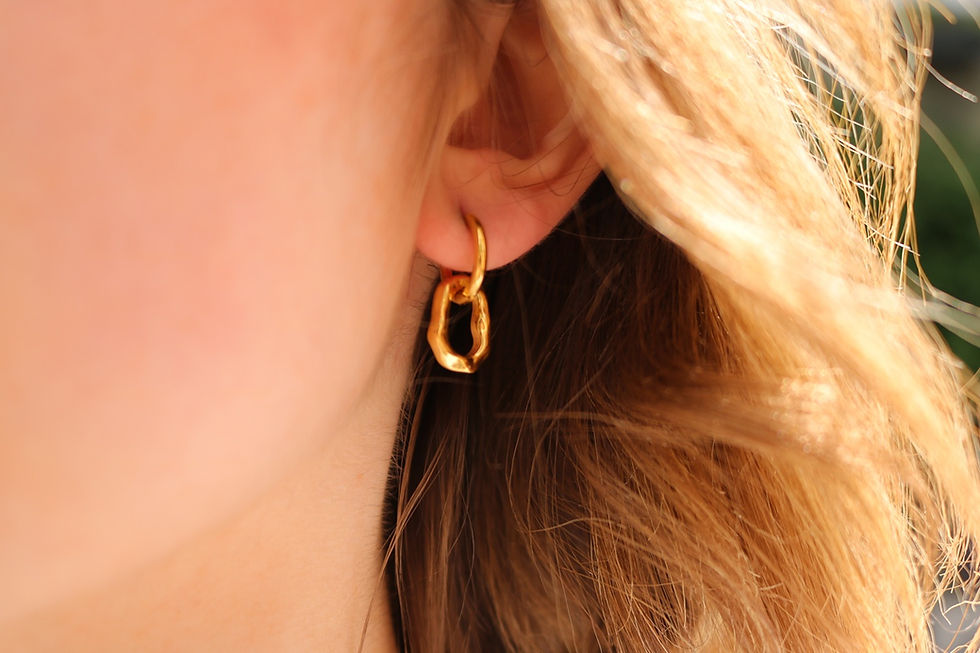 Boucles d'oreilles originales femme acier inoxydable dorées, mini créole ovale mile mila