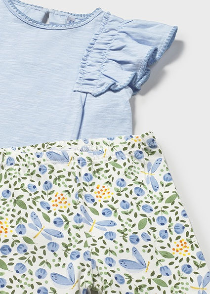 Ensemble original bébé fille t-shirt bleu et legging imprimé enfant mayoral