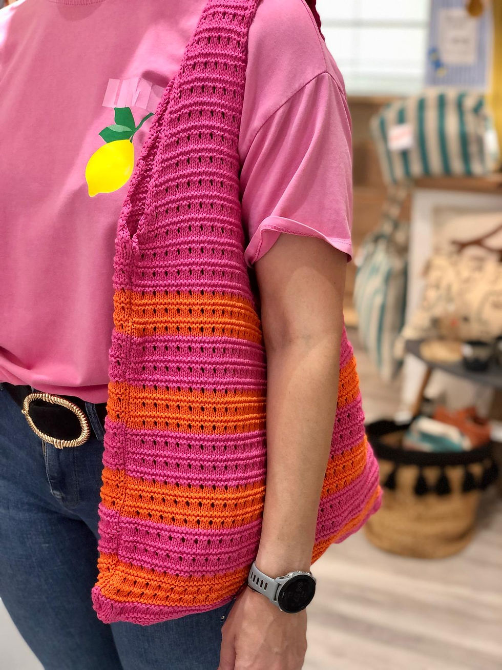 Sac à main original femme crochet fushia orange saison du vent