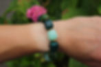 Bracelet original élastique en résine, vert turquoise et doré ikita