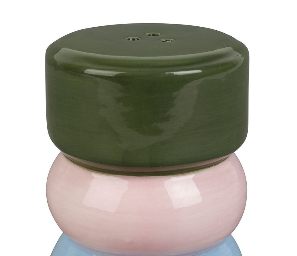 Salière et poivrière originale déco kaki bleu et rose, Kitchfun sema design