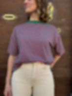T-shirt original femme rayé vert et rouge, Ella