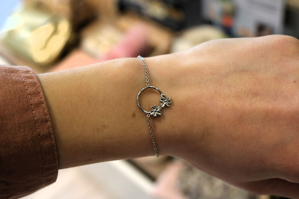 Bracelet original femme en acier inoxydable argenté fleur mile mila