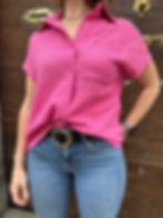 Chemise originale femme manches courtes rose, Lucile