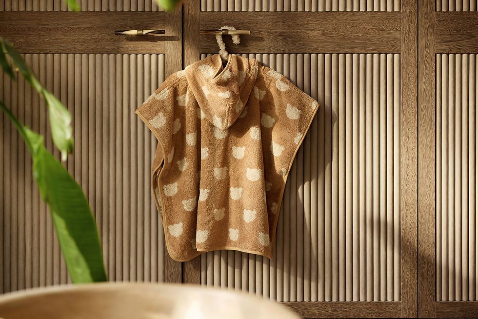 Poncho de bain original bébé Teddy Bear marron réversible enfant jollein