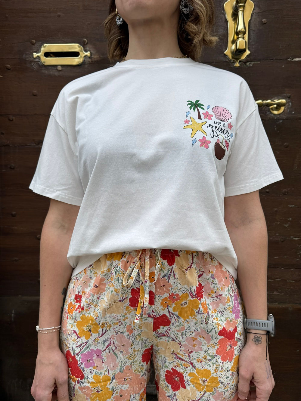 T-shirt original femme manches courtes blanc, summer