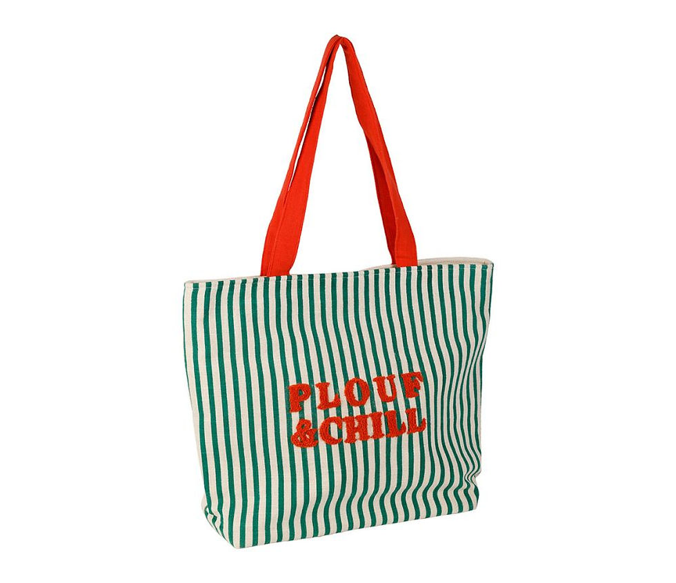 Sac à main cabas original rayé vert, Plouf & Chill plouf & sun sema design